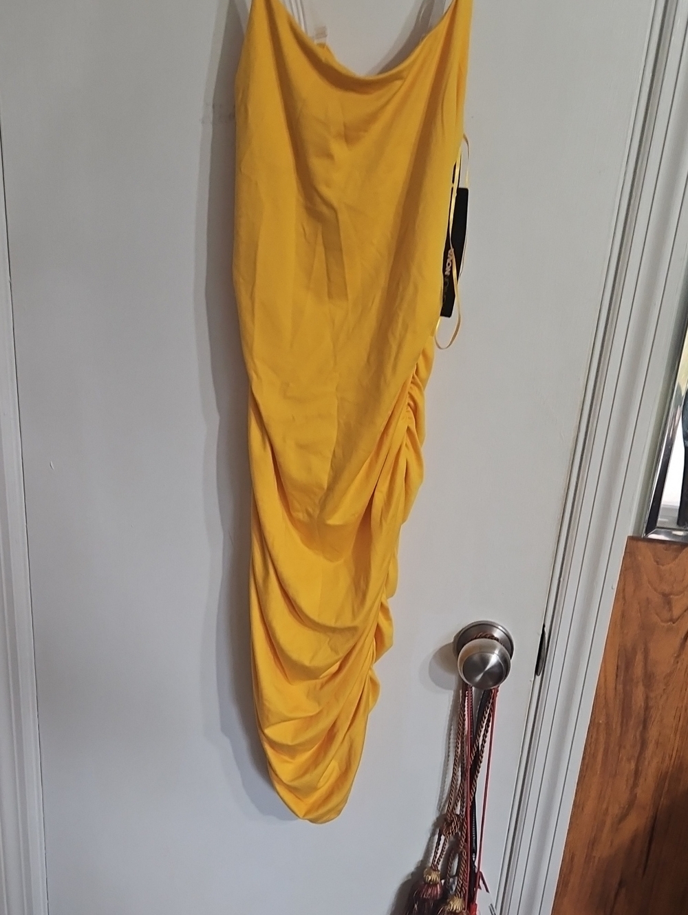 Fashion Nova Yellow Midi Ruched Skirt